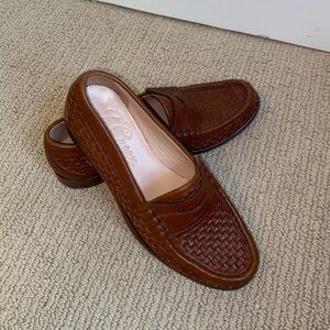 JCrew woven leather loafers